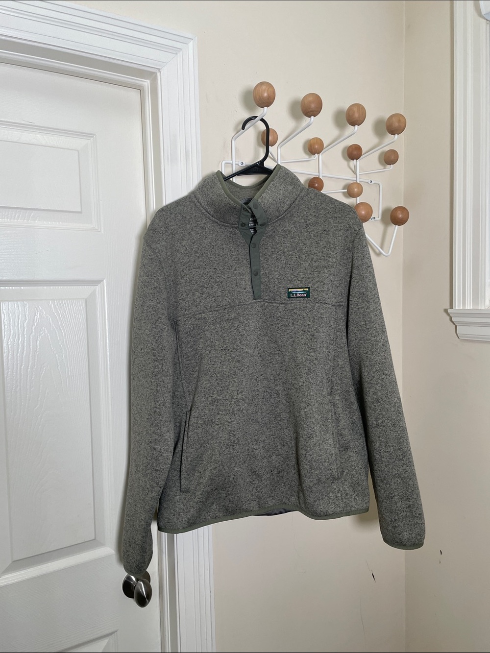 L.L. Bean - Outdoor 1/4 Button Up Pullover Heathered Green - L